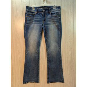 American Eagle Women’s Original Boot Jeans Size 12 Reg Dark Wash Super Stretch